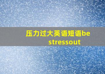 压力过大英语短语be stressout